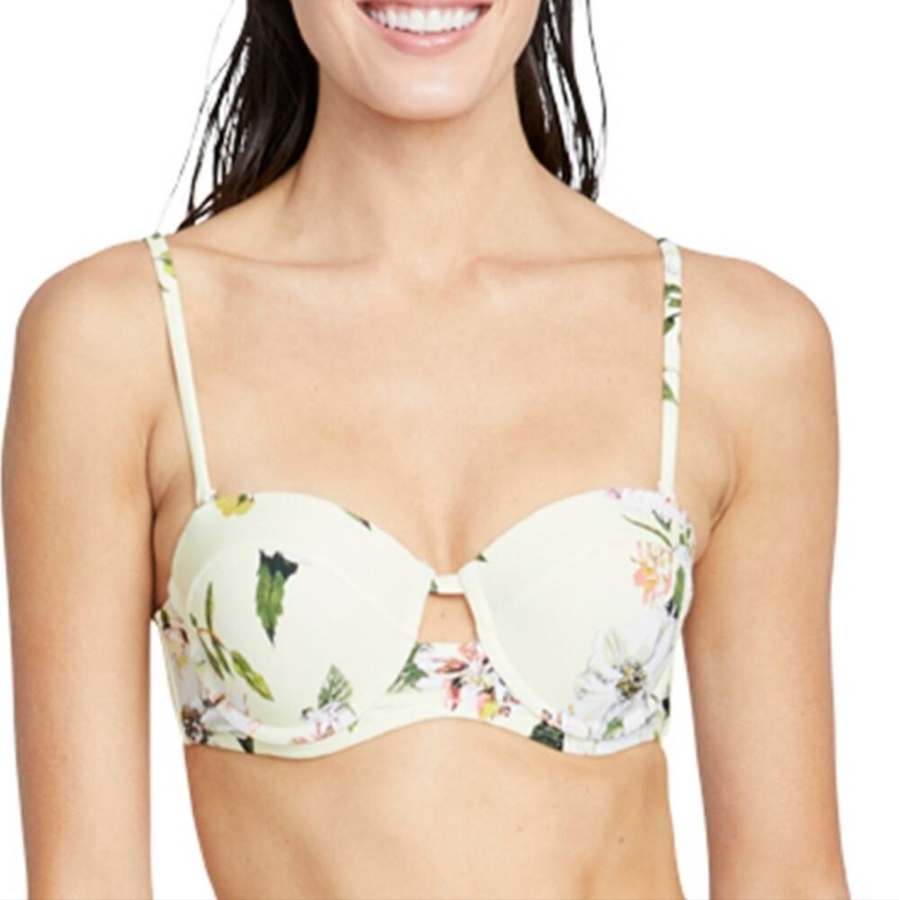 NWT Rachel Rachel Roy Pale Yellow Summer Floral Underwire Tie-Back Top sz Small